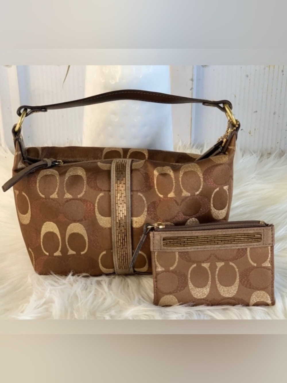 Vintage LMT EDITION Coach Signature Mini  Shoulder Bag & Keychain Card Holder